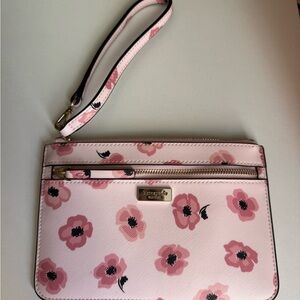 kate spade Pink Floral Wristlet with Gold Hardware